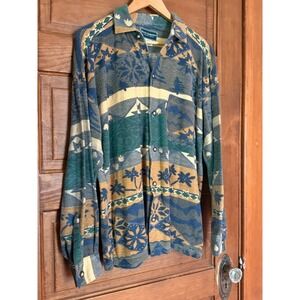 Vintage Basic Equipment Mens Large Southwestern Geometric Knit Button Down Shirt